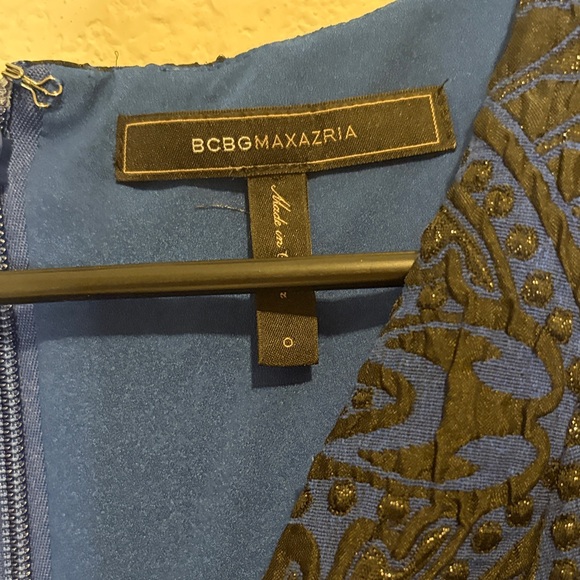 BCBGMaxAzria Royal Blue Baroque textured Mini Dress 0 - Picture 2 of 8